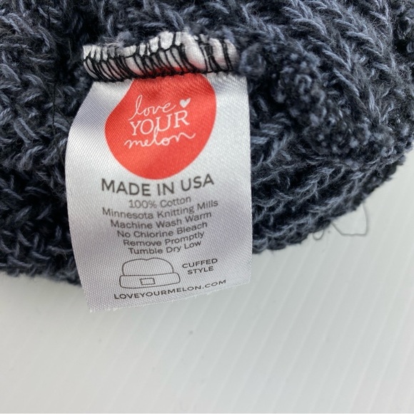 Love Your Melon Toque Cotton Knit Hat Fold Up Cuffed Style Grey - Picture 3 of 5
